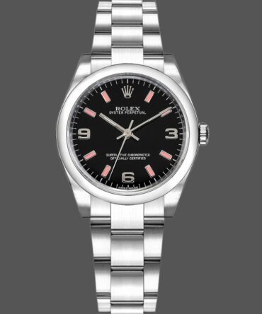Rolex Oyster Perpetual 177200 Black Dial Pink Baton 31mm Lady Replica Watch