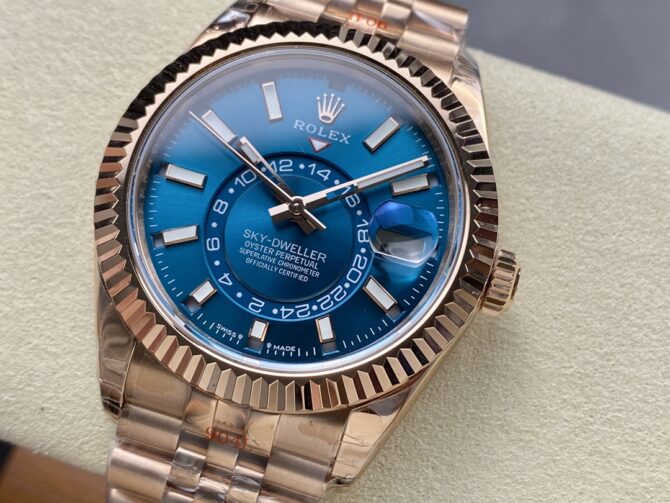 Rolex Sky Dweller 42 Everose Gold Blue Green Dial m336935 0005 Men's Watch