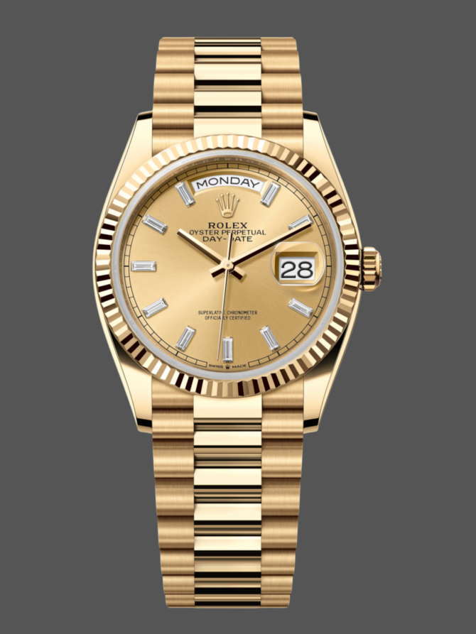 Replica Rolex Day Date 36 Champagne Dial Yellow Gold Bracelet 128238 0132