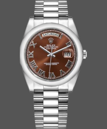Replica Rolex Day-Date 118209 White Gold Chocolate Brown Dial 36mm Unisex Watch
