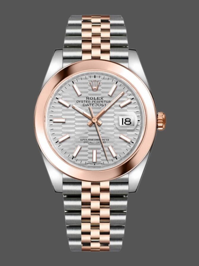 7456401 Rose Gold Silver Fluted Motif Dial 41MM Mens Replica Watch