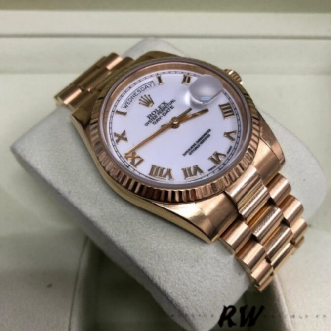 Replica Rolex Day-Date 118235 Fluted Bezel Chocolate Dial 36mm Unisex Watch