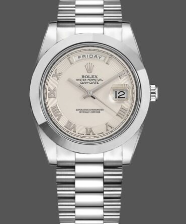 Replica Rolex Day-Date 218206 Concentric Circle Ivory Roman Numeral Dial Platinum 41MM Mens Watch