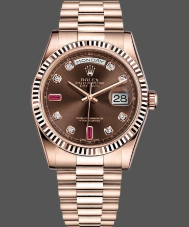 Replica Rolex Day-Date 118235 Rose Gold Chocolate Brown Dial 36mm Unisex Watch