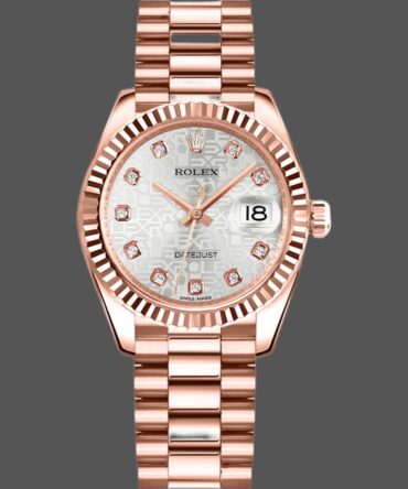 Rolex Datejust 178275 Everose Gold Jubile Silver Dial 31mm Lady Replica Watch
