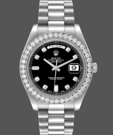 Replica Rolex Day-Date 218349 Black Diamond Dial 41MM Mens Watch