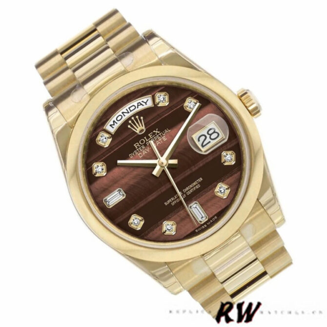 Replica Rolex Day-Date 118208 Bulls Eye Diamonds Dial 36mm Unisex Watch