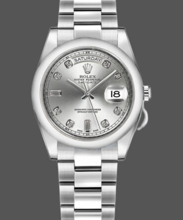 Replica Rolex Day-Date 118209 Silver Diamond Dial Automatic 36mm Unisex Watch