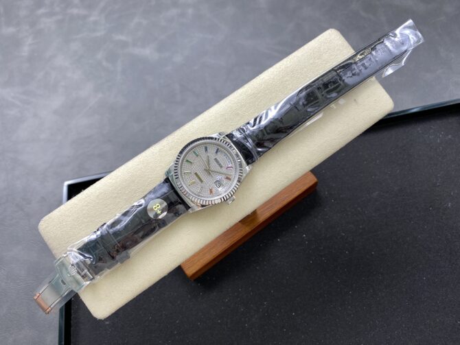Replica Rolex Day Date 36mm White Gold 128349RBR 0006 Pave Rainbow