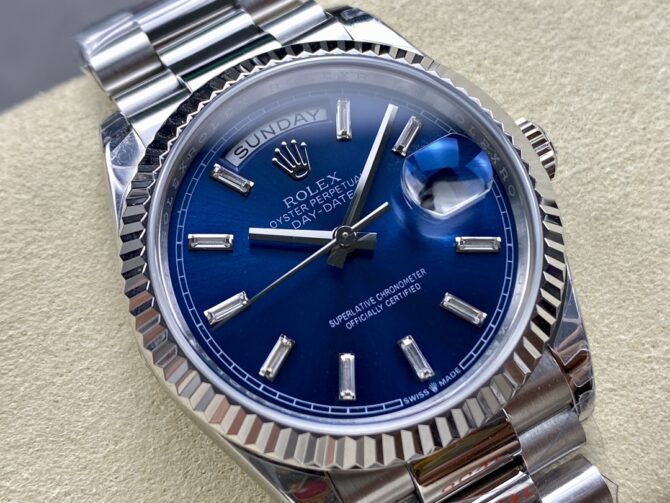 Replica Rolex Day Date White Gold 36 Blue Diamond Dial m128239 0069