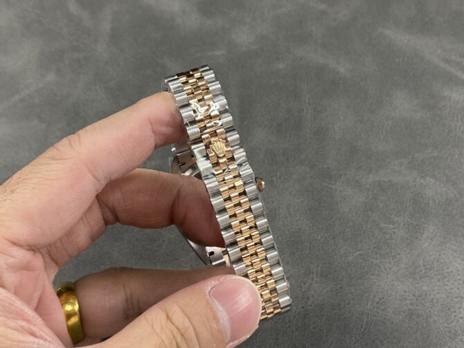 Rolex Datejust 31 Rose Gold Silver Floral Motif Diamond Dial Diamond Bezel m278381rbr 0032