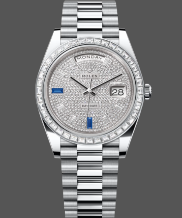 Replica Rolex Day Date Platinum Diamond Paved Dial With Sapphires Diamond Bezel m228396tbr 0021 40mm