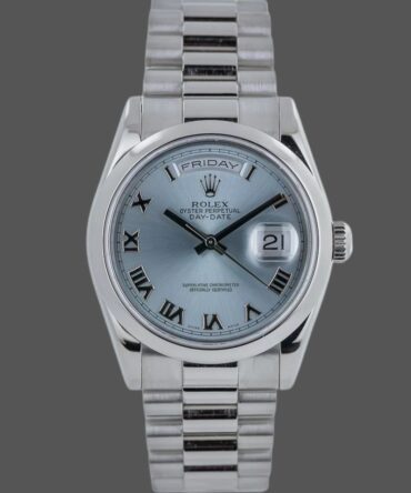 Replica Rolex Day Date 118206 Platinum Ice Blue dial 36mm Unisex Watch