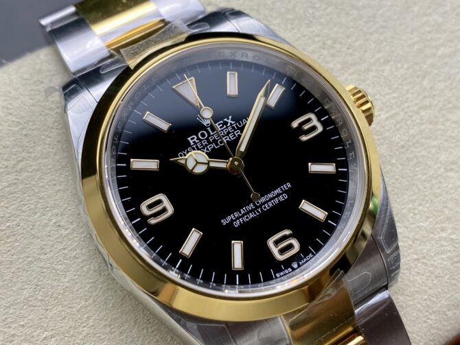 Rolex Explorer 36 Black Dial Yellow Gold M124273 0001 Women's Watch