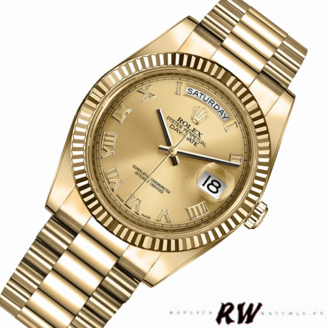 Replica Rolex Day-Date 218206 Black Diamond Dial Platinum 41MM Mens Watch