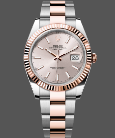 Rolex Datejust 41mm Two Tone Rose Gold Sundust Index Dial 126331 0009
