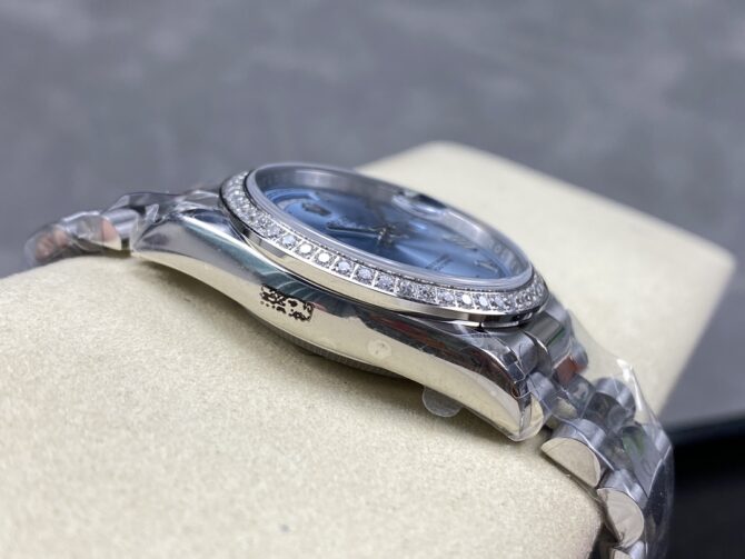Replica Rolex Day Date 36 Diamond Bezel Ice Blue Roman Dial m128396tbr 0019
