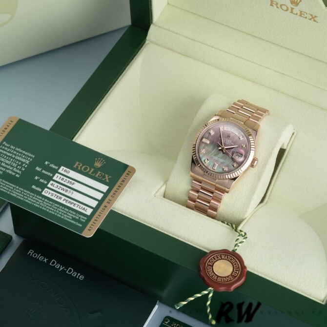 Replica Rolex Day-Date 118209 Black dial 36mm Unisex Watch