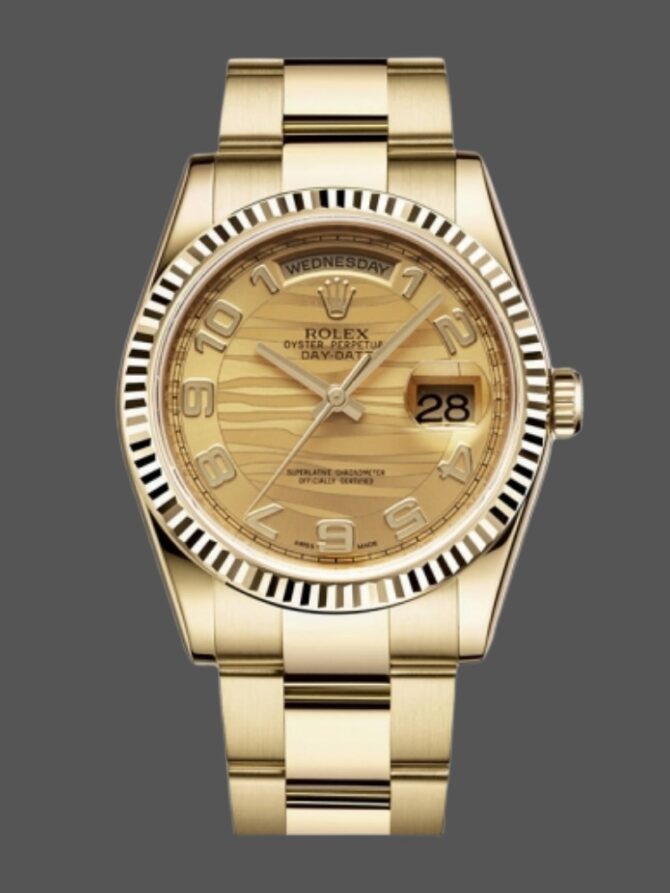 Replica Rolex Day-Date 118235 Fluted Bezel Chocolate Dial 36mm Unisex Watch