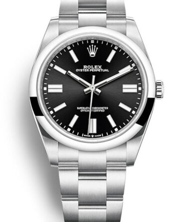 Replica Rolex Oyster Perpetual Lady 34mm Black Dial 124200