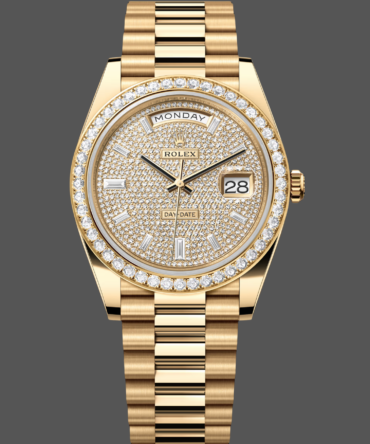 Replica Rolex Day-Date 40 18K Yellow Gold Diamond Paved Dial Diamond m228348rbr 0037