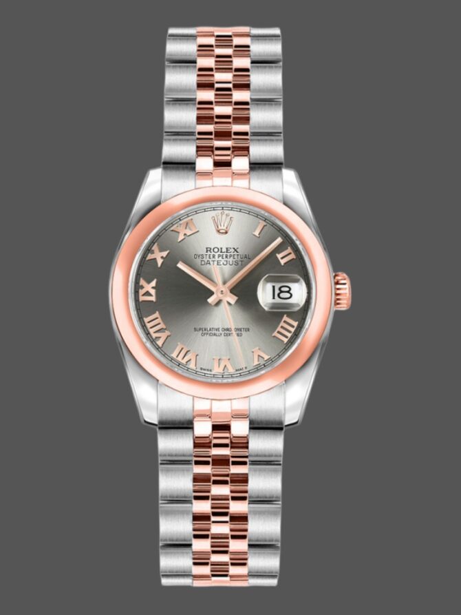 654161 Stainless Steel and Everose Gold Steel Roman Dial 26MM Lady Replica Watch