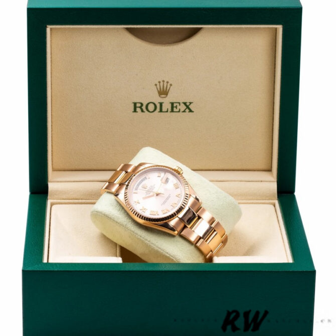 Replica Rolex Day-Date 118235 Fluted Bezel Chocolate Dial 36mm Unisex Watch