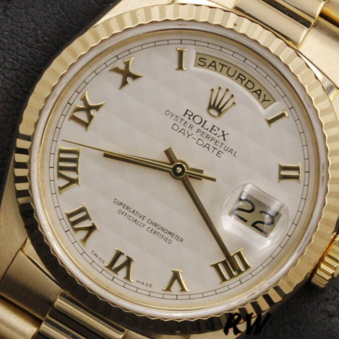 Replica Rolex Day-Date 118238 Roman Numeral Pyramid Ivory Dial 36mm Unisex Watch