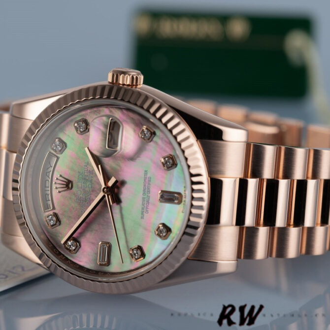Replica Rolex Day-Date 118235 MOP Black Dial 36mm Unisex Watch