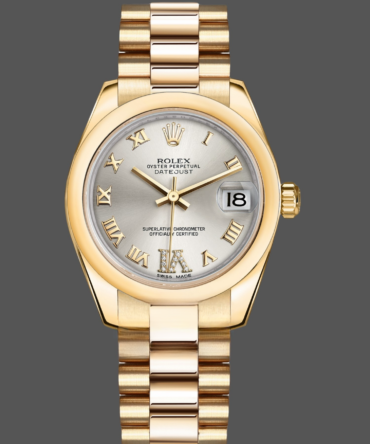 Rolex Datejust 31 Silver VI Daimond Dial 18k Yellow Gold Watch 178248