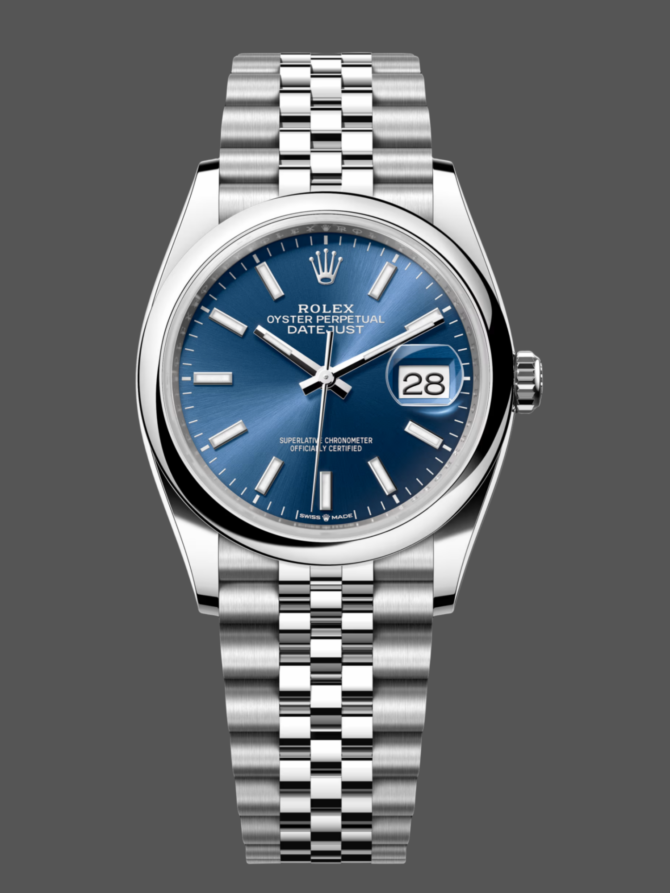65189310 Blue Index Dial Jubilee Stainless Steel 36MM Unisex Replica Watch