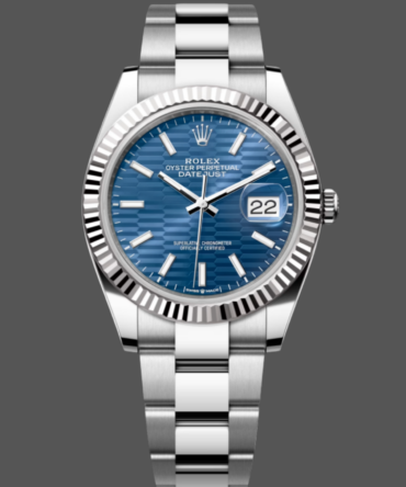 221744134 Fluted Bezel Blue Fluted-motif Dial 41MM Mens Replica Watch