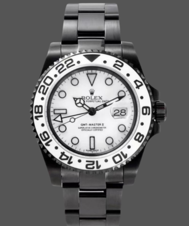 Rolex GMT Master II Black PVD/DLC Coated White Dial Stainless Steel 16710 Men's Watch