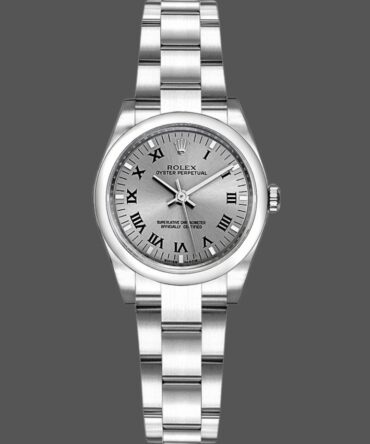 Rolex Oyster Perpetual 176200 Rhodium Grey Roman Numeral Dial 26mm Lady Replica Watch