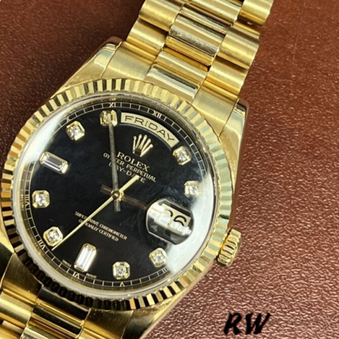 Replica Rolex Day Date 118238 Black Diamond Dial 36mm Mens Watch