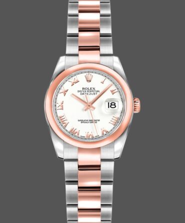 741161 Stainless Steel and Everose Gold White Roman Dial 26MM Lady Replica Watch