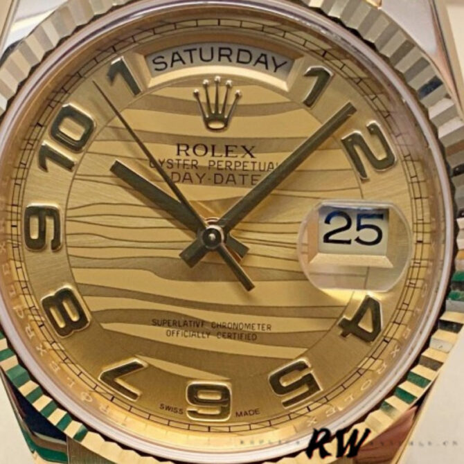 Replica Rolex Day-Date 118235 Fluted Bezel Chocolate Dial 36mm Unisex Watch