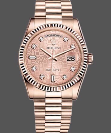 Replica Rolex Day-Date 118235 Everose Gold Pink Jubilee dial 36mm Lady Watch
