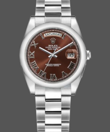Replica Rolex Day-Date 118209 Chocolate Brown Diamonds Dial 36mm Unisex Watch