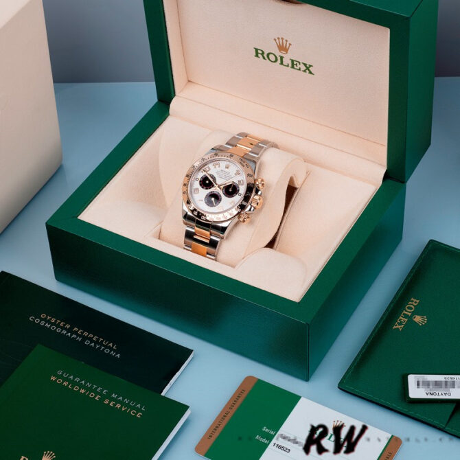 Rolex Daytona 116523 White Arabic Panda Dial 40mm Mens Replica Watch