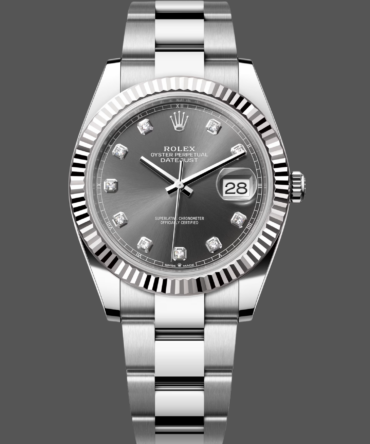 745211434 0005 Fluted Bezel Dark Rhodium Grey Dial 41MM Mens Replica Watch
