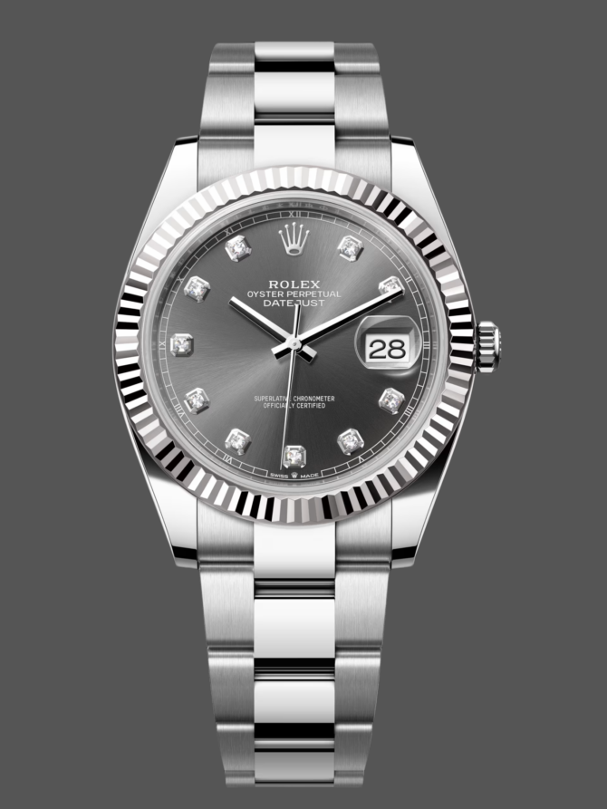 745211434 0005 Fluted Bezel Dark Rhodium Grey Dial 41MM Mens Replica Watch