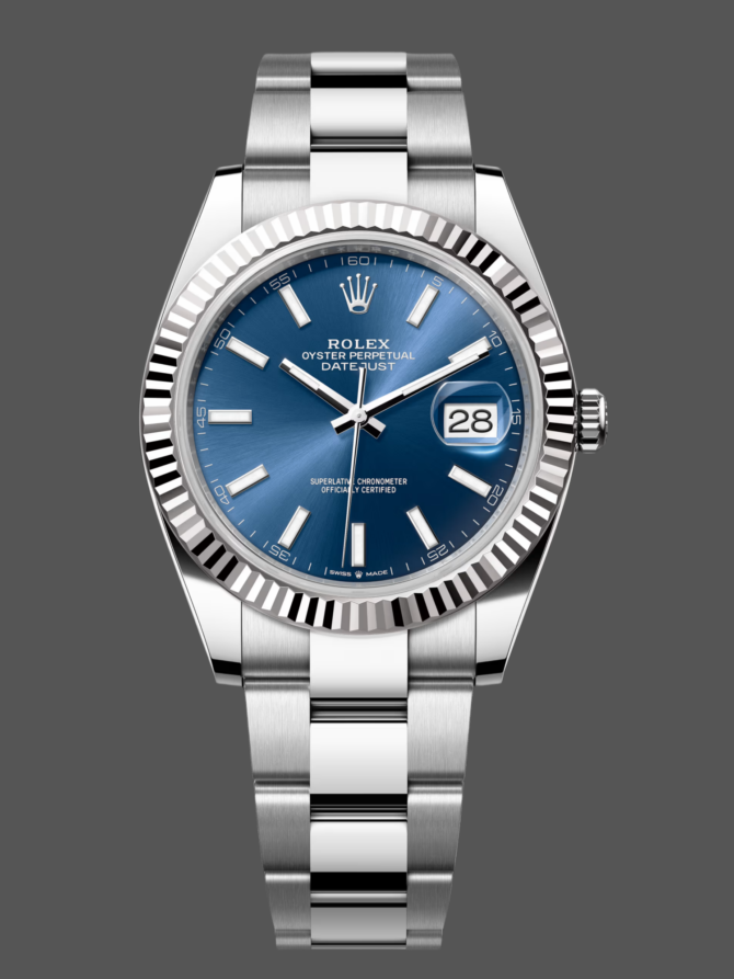 4546321101 Fluted Bezel Blue Dial 41MM Mens Replica Watch