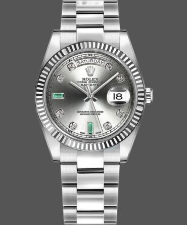Replica Rolex Day-Date 118239 Rhodium grey Dial white gold 36mm Unisex Watch