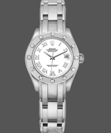 Rolex Pearlmaster 80319 White Roman Dial 29MM Lady Replica Watch