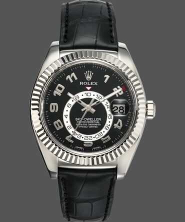 Rolex Sky-Dweller 326139 Black Dial Leather Strap 42MM Mens Replica Watch