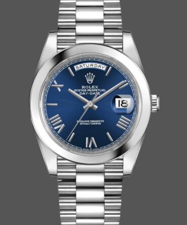 Replica Rolex Day-Date 228206 Blue Roman Numeral Dial Platinum 40MM Mens Watch