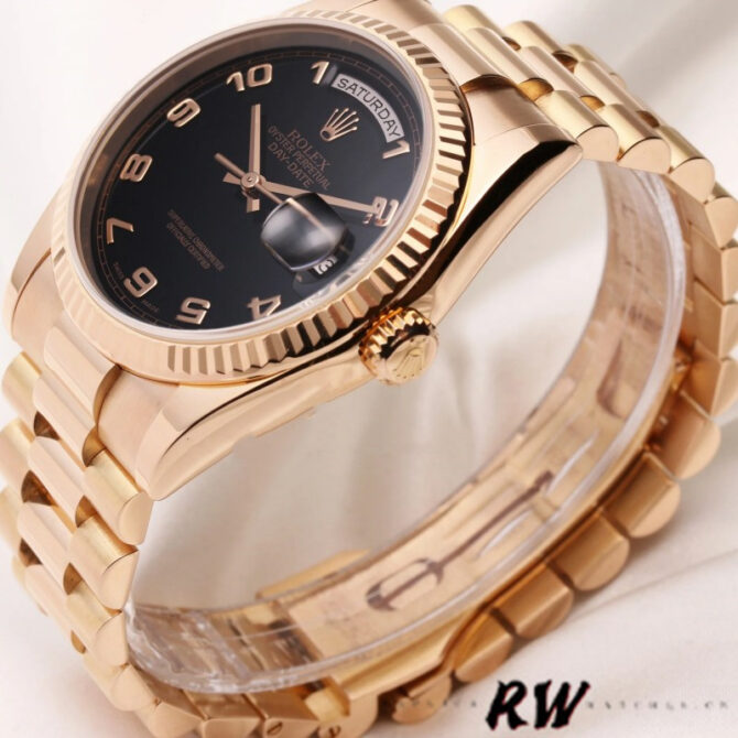 Replica Rolex Day-Date 118235 Fluted Bezel Chocolate Dial 36mm Unisex Watch