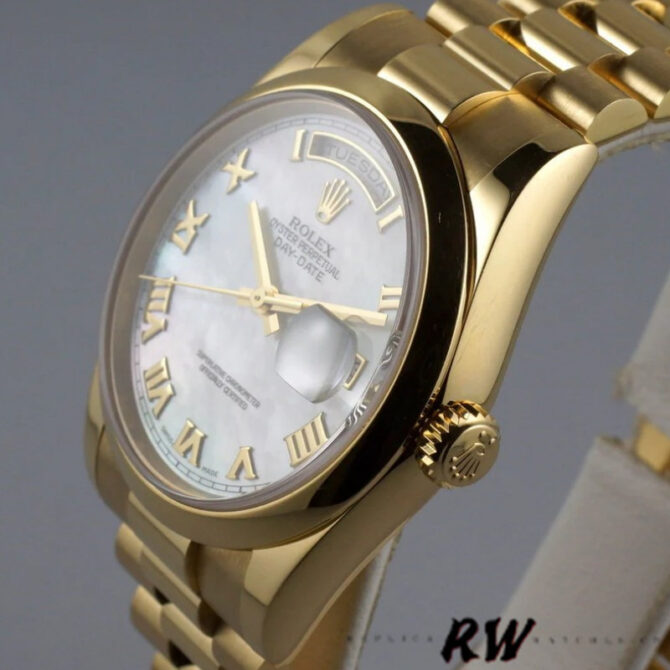 Replica Rolex Day-Date 118206 White Roman Numeral 36mm Unisex Watch