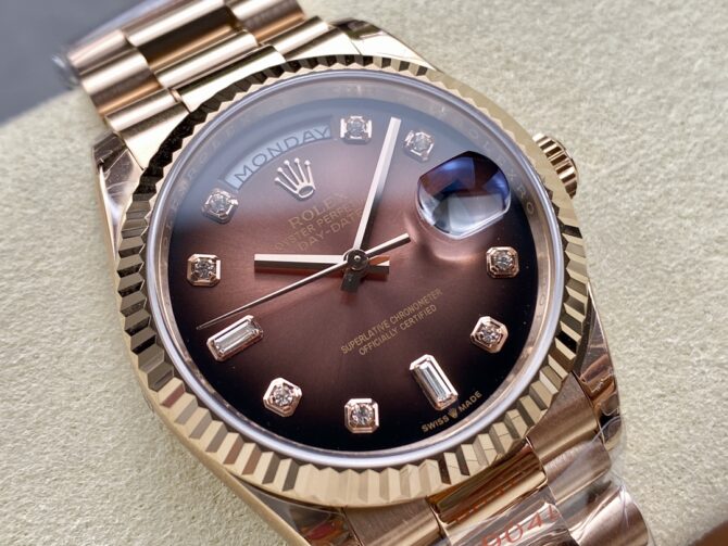 Replica Rolex Day-Date 128239 Blue Ombre Diamond Dial 36MM Unisex Watch
